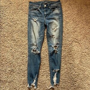 American Eagle Outfitters Women's Distressed Blue Jeans